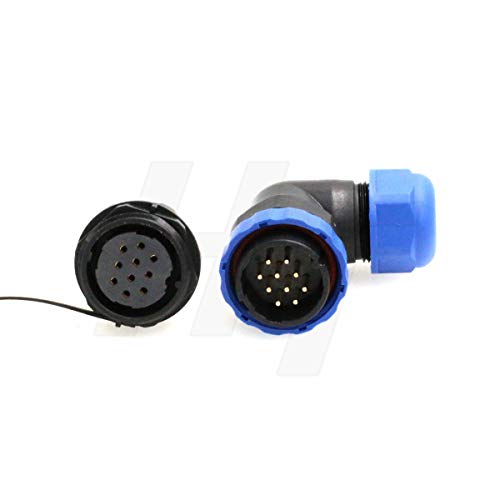 HangTon HE29 10 Pin Power Connector Plastic Waterproof Threaded Outdoor Industrial Electrical Circular Male Female Angled Wire Cable Plug + Panel Socket (10 pin) - size: 10 pin