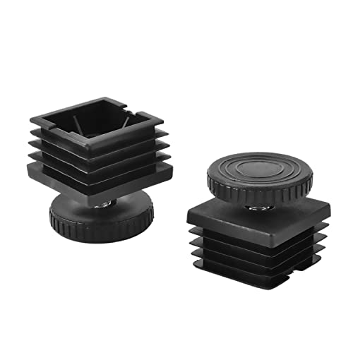 MroMax 16 Sets Adjustable Leveling Feet 40 x 40mm Plastic Metal Square Tube Insert Kit M8 Thread Glide Leveler for Home Office Table Desk Leg Black - color: 16pcs, size: 40x40mm
