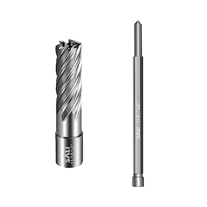 SALI Annular Cutter Diameter 11/16 Inch with Weldon Shank 3/4" (with 2 Flats) Cutting Depth 2" Mag Drill Bit for Magnetic Drill Press HSS Fully Ground Drill with One 1/4"*4" Pilot Pin - size: 11/16"*2"