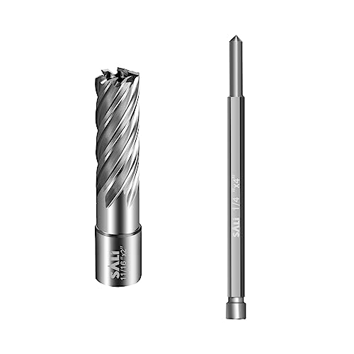 SALI Annular Cutter Diameter 11/16 Inch with Weldon Shank 3/4" (with 2 Flats) Cutting Depth 2" Mag Drill Bit for Magnetic Drill Press HSS Fully Ground Drill with One 1/4"*4" Pilot Pin - size: 11/16"*2"
