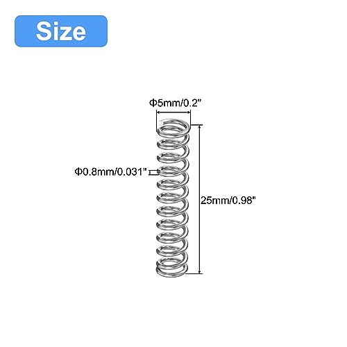 uxcell 5Pcs Compression Spring 304 Stainless Steel 5mmOD,0.8mmWD,25mmFL - size: 0.8mmx5mmx25mm