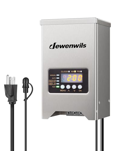 DEWENWILS 200W Low Voltage Transformer with Photocell Sensor & Timer - style: 200W-Stainless Steel
