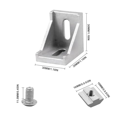 24pcs 3030 Aluminum Extrusion Corner Bracket Silver with Screws - color: Silver, size: 30-Corner Normal