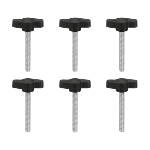 PATIKIL M5 x 40mm Tee Wing Thumb Screws, 6Pcs Carbon Steel Mechanical Handle Bolt Thumb Screws for Remove Replace Hand Clamping Tightening Knobs Power Supply, Black - size: M5 x 40mm