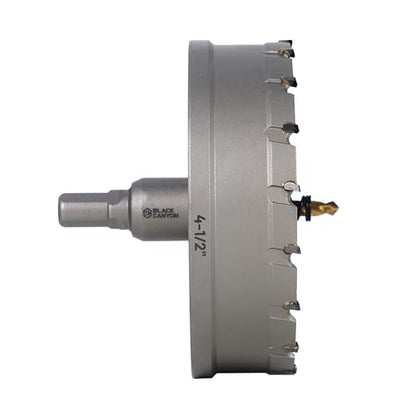 BLACK CANYON 4-1/2" Carbide Hole Saw, 18-Tooth YG10X Carbide Cutter Head with 3-Flat Shank, Ideal for Stainless Steel/Cast Iron/Aluminum - size: 4-1/2 inch