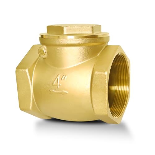 4" NPT Horizontal Swing Check Valve, Brass, Heavy-Duty Female Thread, DN100 - size: 4 Inch