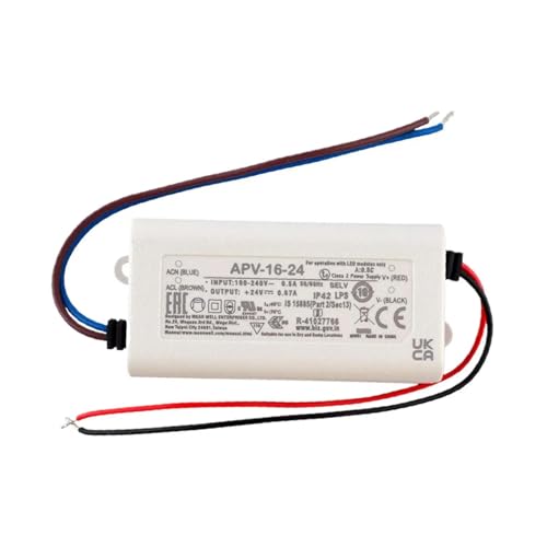 APV-16-24 24V 16.08W Switching Power Supply for LED Lighting and Decoration, 0.67A Output, 90-264VAC Input, IP42 Protection
