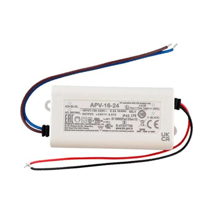 APV-16-24 24V 16.08W Switching Power Supply for LED Lighting and Decoration, 0.67A Output, 90-264VAC Input, IP42 Protection