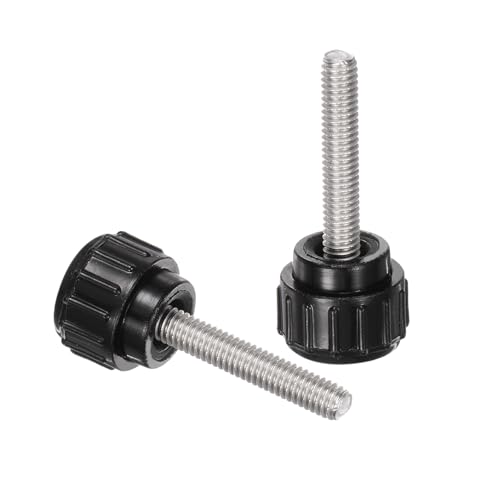uxcell 12pcs Knurled Clamping Knobs M4 x 20mm Metric 304 Stainless Steel Male Thread Thumb Screw on Type 14mm Plastic Round Head Threaded Hand Bolt Stud Knobs Black - size: M4 x 20mm x 14mm