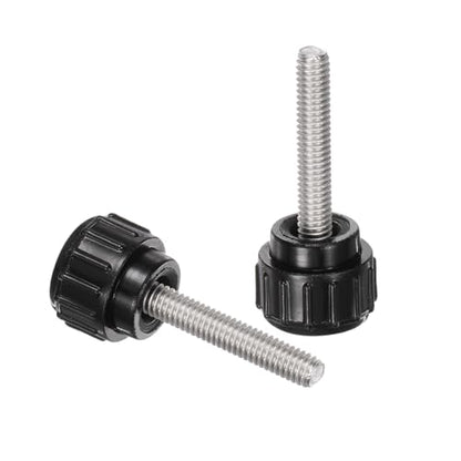 uxcell 12pcs Knurled Clamping Knobs M4 x 20mm Metric 304 Stainless Steel Male Thread Thumb Screw on Type 14mm Plastic Round Head Threaded Hand Bolt Stud Knobs Black - size: M4 x 20mm x 14mm