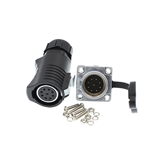 LP20 9 Pin Female Power Industrial Quick-Disconnected Connector Outdoor Waterproof Bulkhead Plug and Socket - color: Feamle plug & male socket, size: LP20 9F