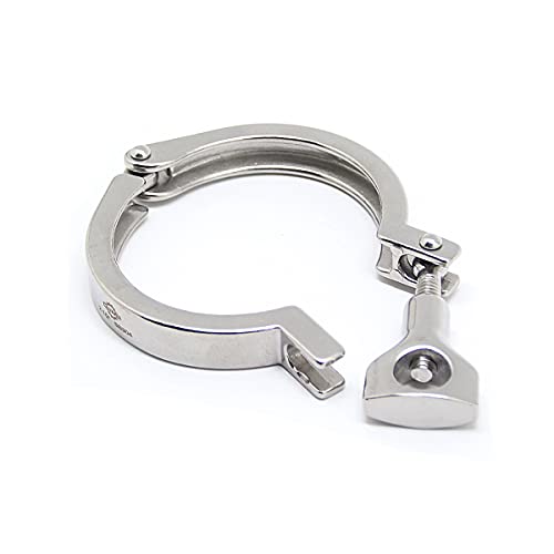 TC 2.5" Tri Clamp with Wing Nut Stainless Steel 304 Heavy Duty Sanitary Clamp Single Pin Tri Clamp Clover with Silicone Gasket(Flange Size: 77.5mm) - size: 2.5 inch(flange size 77.5mm)