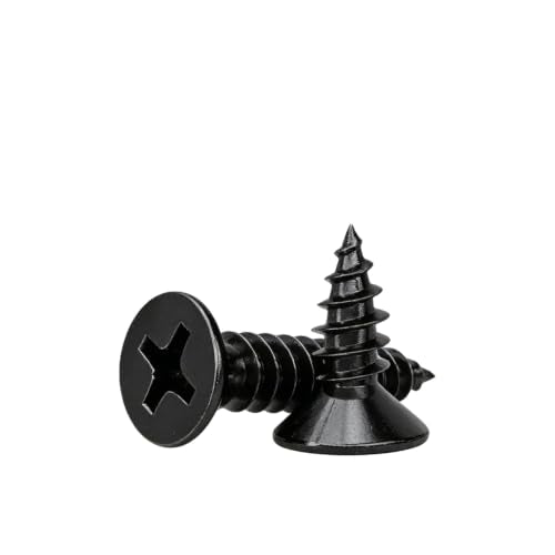 #4 Flat Head Phillips Wood Screws 150Pcs, Carbon Steel, 1/4" - color: Black, size: #4 x 1/4''-150pcs