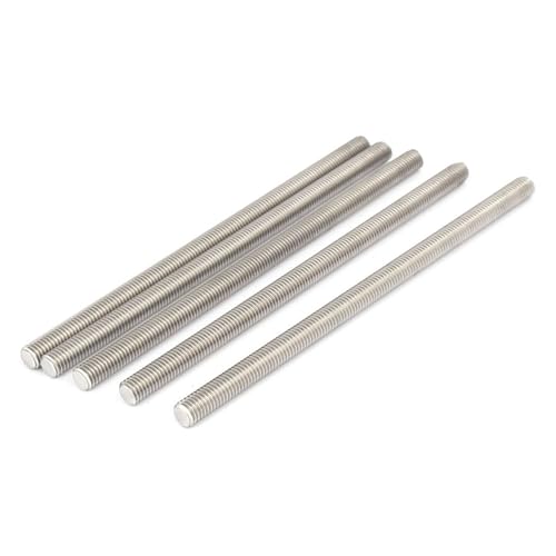 TOP-VIGOR 5Pcs M6-1.0 x 170mm Length Fully Threaded Rod, 304 Stainless Steel Right Hand Threaded Rods, Fully Studding Rod Bar for Anchor Bolts, Clamps, Hangers and U-Bolts - size: M6x170mm, 5pc