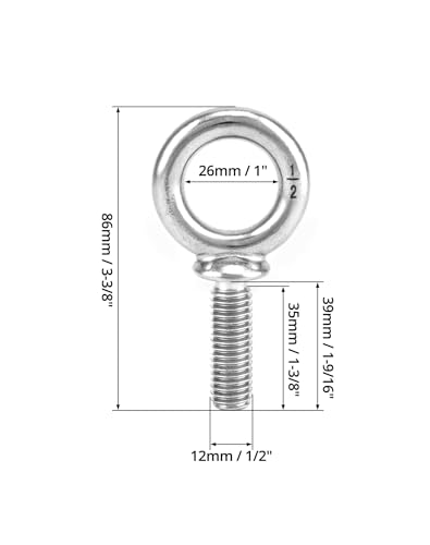 QWORK Eye Bolt, 20 Pack 1/2" -13 x 1-1/2" Marine Grade Stainless Steel Lifting Ring Threaded Eyebolt Machinery Shoulder Eyebolts - color: 20 Pack, size: 1/2"-13 x 1 1/2"
