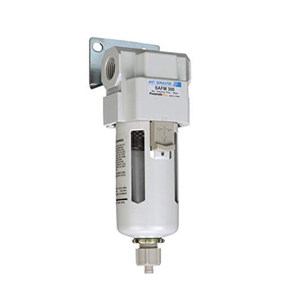 PneumaticPlus SAFM300-N03B Coalescing Filter 3/8" NPT, 0.1 Micron - size: 3/8" NPT, style: Poly Bowl - Manual Drain