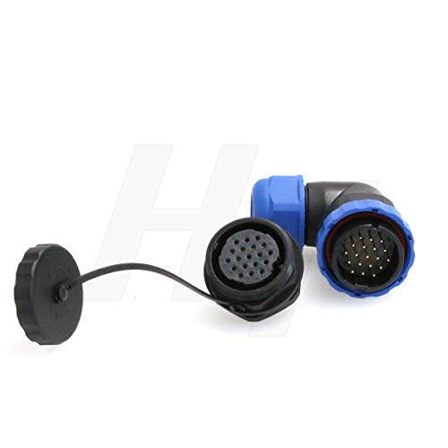 HangTon HE29 19 Pin Waterproof Connector Outdoor Industrial Electrical Power Circular Male Female Angled Wire Cable Plug + Panel Socket - size: 19 pin