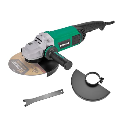 Hoteche 9-Inch Angle Grinder 4-HP Grinding and Cutting Tool Fits 7/8" Hole Size Wheels with Rotatable Handle and Lock-On Switch - size: 9-Inch 4-HP