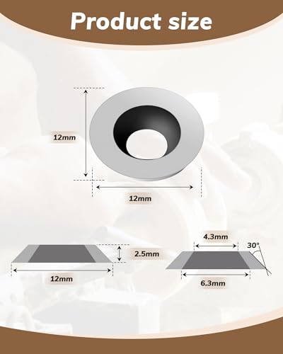 10Pcs 12mm Round Carbide Inserts, Indexable Replacement Cutters Inserts - size: 12mm