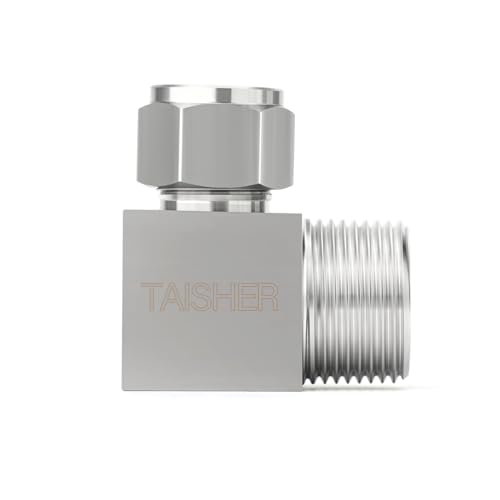 TAISHER 2PCS 304 Stainless Steel Square 90 Degree Compression Tube Pipe Fitting Connector, 1/4" Tube OD x 1/8" NPT Male Adapter - size: 1/4" OD x 1/8" MNPT