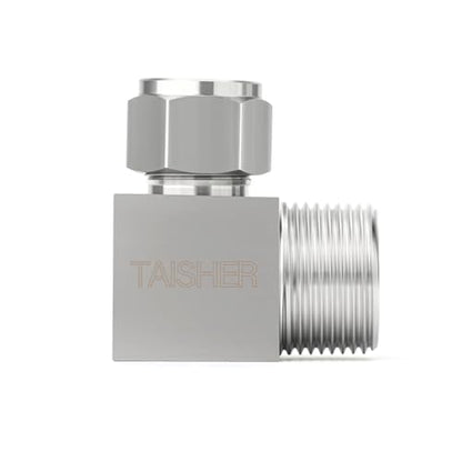 TAISHER 2PCS 304 Stainless Steel Square 90 Degree Compression Tube Pipe Fitting Connector, 1/4" Tube OD x 1/8" NPT Male Adapter - size: 1/4" OD x 1/8" MNPT