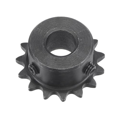C45 Carbon Steel 15 Tooth Roller Sprocket Type B with Fixing Screw Number 25 Chain Single Strand 1/4 Inch Pitch Black Oxide Coating Suitable for Milling/Drilling Machines