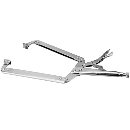 NINGWAAN 2 PCS 18 Inch C Clamp Locking Pliers, Heavy Duty C Locking Pliers with Swivel Pad, Welding Vise Grip Clamps Face Clamps for Woodworking and Welding