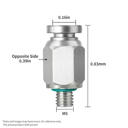 PNEUMATIC 304 Stainless Steel Male Straight 5/32 Inch Tube OD x M5 Thread Push to Connect Fittings (Pack of 5) - size: 5/32"OD x M5