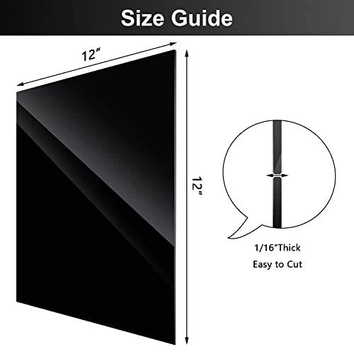 Outus 2 Pcs 12 x 12 Inch Black Acrylic Sheet 1/16 Inch Thick - color: Black