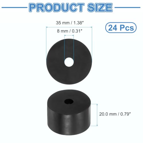 uxcell 24Pcs Rubber Vibration Isolation Washers 35mm OD x 8mm ID x 20mm Thk - size: 35mm OD x 8mm ID x 20mm Thick