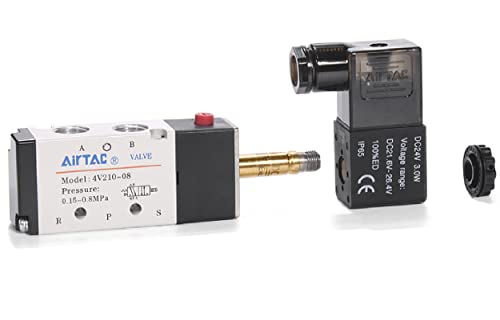 Solenoid Valve AC110V AirTAC 4V210-08 1/4"PT Pneumatic Air 2 Position 5 Way Electric Single Coil Pilot-Operated - size: 1/4"PT, style: 4V210-08 AC110V