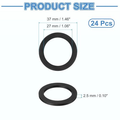uxcell 24Pcs Rubber Vibration Isolation Washers 37mm OD x 27mm ID x 2.5mm T - size: 37mm OD x 27mm ID x 2.5mm Thick