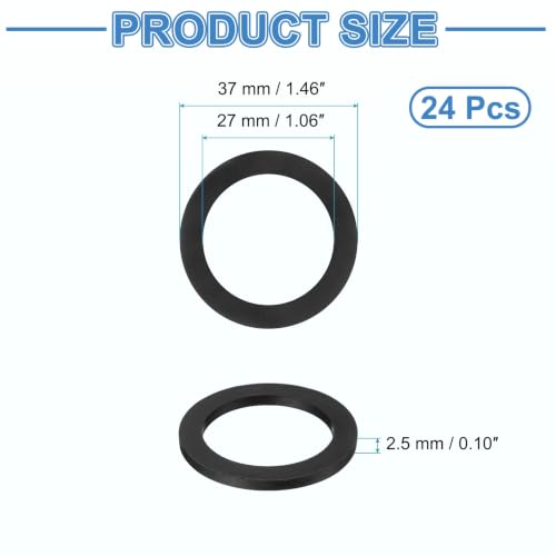 uxcell 24Pcs Rubber Vibration Isolation Washers 37mm OD x 27mm ID x 2.5mm T - size: 37mm OD x 27mm ID x 2.5mm Thick