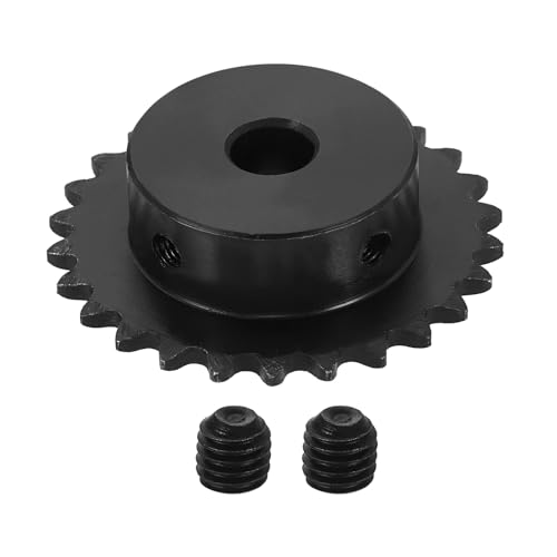 uxcell #25 Chain Roller Sprocket 10mm Bore 55.5mm OD, 26 Tooth C45 Carbon Steel ANSI #25 Roller Sprocket Round Hole with Set Screws for ISO 04C Chain, Black - size: 10mm Bore 55.5mm OD, 26 Tooth
