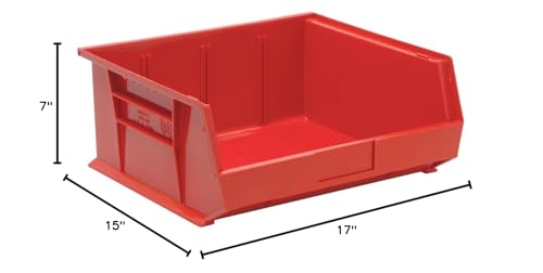 Quantum Storage QUS250RD Ultra Stack & Hang Heavy Duty Part Organizer Red Bins 15" L x 17" W x 7" H 6 Pack