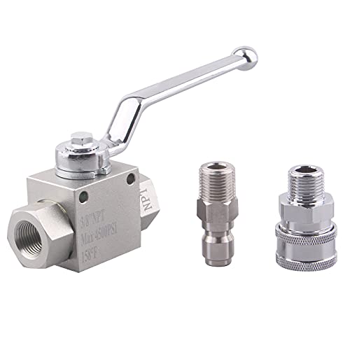 DERNORD High Pressure Ball Valve Kit 3/8 Inch Quick Connect for Power Washer Hose, 4500 PSI (3/8'') - size: 3/8 Inch
