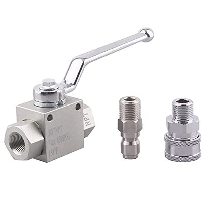 DERNORD High Pressure Ball Valve Kit 3/8 Inch Quick Connect for Power Washer Hose, 4500 PSI (3/8'') - size: 3/8 Inch