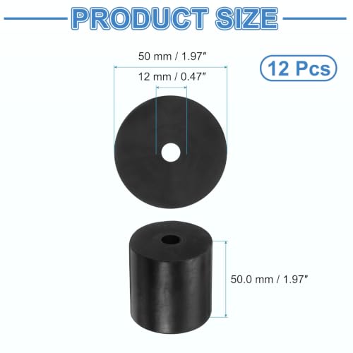 uxcell 12Pcs Rubber Vibration Isolation Washers 50mm OD x 12mm ID x 50mm T - size: 50mm OD x 12mm ID x 50mm Thick