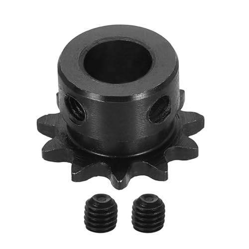 uxcell #25 Chain Roller Sprocket 10mm Bore 25.5mm OD, 11 Tooth C45 Carbon Steel ANSI #25 Roller Sprocket Round Hole with Set Screws for ISO 04C Chain, Black - size: 10mm Bore 25.5mm OD, 11 Tooth