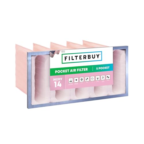 Filterbuy 12x24x12 5-Pocket Air Filter MERV 14 Particle Defense (1-Pack) - size: 12x24x12