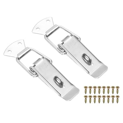 HARFINGTON 2 Pcs Spring Loaded Toggle Latch Catch Hasp Clamp Lock Silver