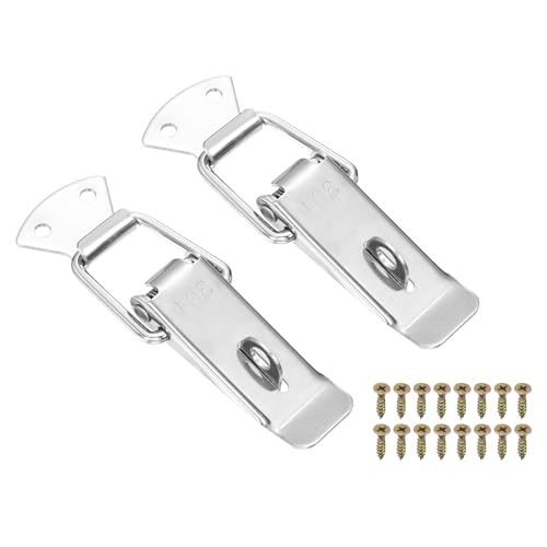 HARFINGTON 2 Pcs Spring Loaded Toggle Latch Catch Hasp Clamp Lock Silver