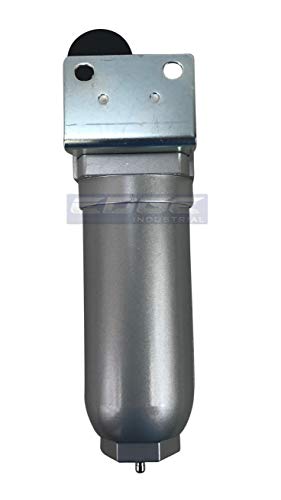 HEAVY DUTY INDUSTRIAL GRADE COALESCING FILTER WITH 0.01u MICRON ELEMENT, 11oz METAL BOWL, REMOVES 99.98% MOISTURE, VAPOR AND OIL FROM COMPRESSED AIR LINES, MANUAL DRAIN (1/2" NPT, 11oz BOWL) - style: 1/2" NPT, 11oz BOWL