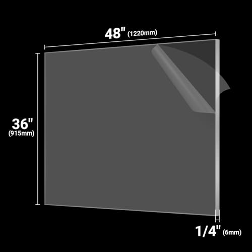 CALPALMY (2 Pack) 1/4" Thick Clear Large Acrylic Sheets - 36" x 48" Pre-Cut Plexiglass Sheets for Windows, Craft Projects, Signs, Display Cases, Sneeze Guard and More - Cut with Power Saw, Hand Tools - color: Clear, size: 36x48", 1/4" Thick