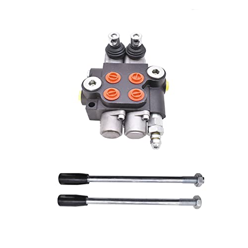 Hydraulic Valve 2 Spool Double Acting Hydraulic Valve 11 GPM Hydraulic Directional Control Valve 3625 PSI SAE Ports for Tractors Loaders, Gray, 8.7x7.1x3.6