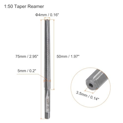 HARFINGTON Tapered Hand Reamers 1:50 4mm Small Dia 5mm Big Dia Flute - size: 4mm - 5mm