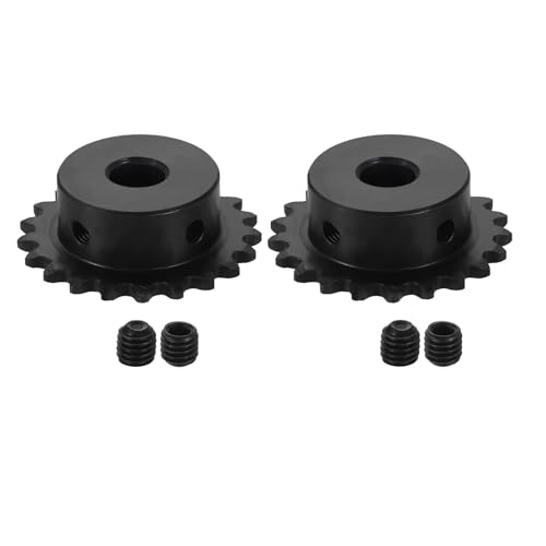 uxcell 2 Pcs #25 Chain Roller Sprocket 10mm Bore, 21 Tooth C45 Carbon Steel ANSI #25 Roller Sprocket Round Hole with Set Screws for ISO 04C Chain - size: 10mm Bore 21 Tooth