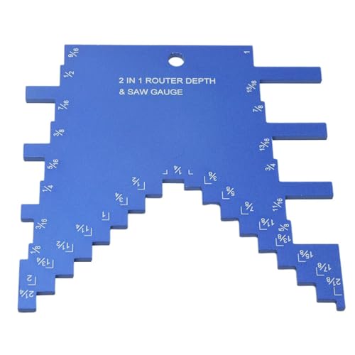 Table Saw Height Gauge, 2 in 1 Aluminum Step Depth Gauge for Router and Table Saw can Adjust Cutting Height for Alignment and Calibration, Woodworking Measuring Tools (COLOR:Blue)