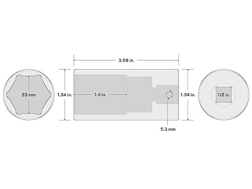 TEKTON 1/2 Inch Drive x 23 mm 6-Point Impact Socket | SID23123 - size: 23 mm, style: Deep