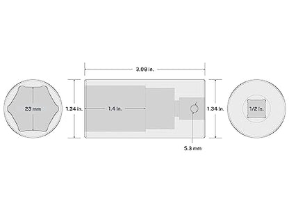 TEKTON 1/2 Inch Drive x 23 mm 6-Point Impact Socket | SID23123 - size: 23 mm, style: Deep